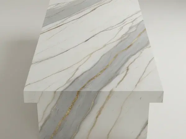 Polished Calacatta marble slab with bold grey and gold veining
